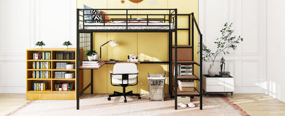 Loft Bed With Desk And Grid, Stylish Frame With Lateral Storage Ladder And Wardrobe - The Sleep Loft - Online Mattress Showroom NYC