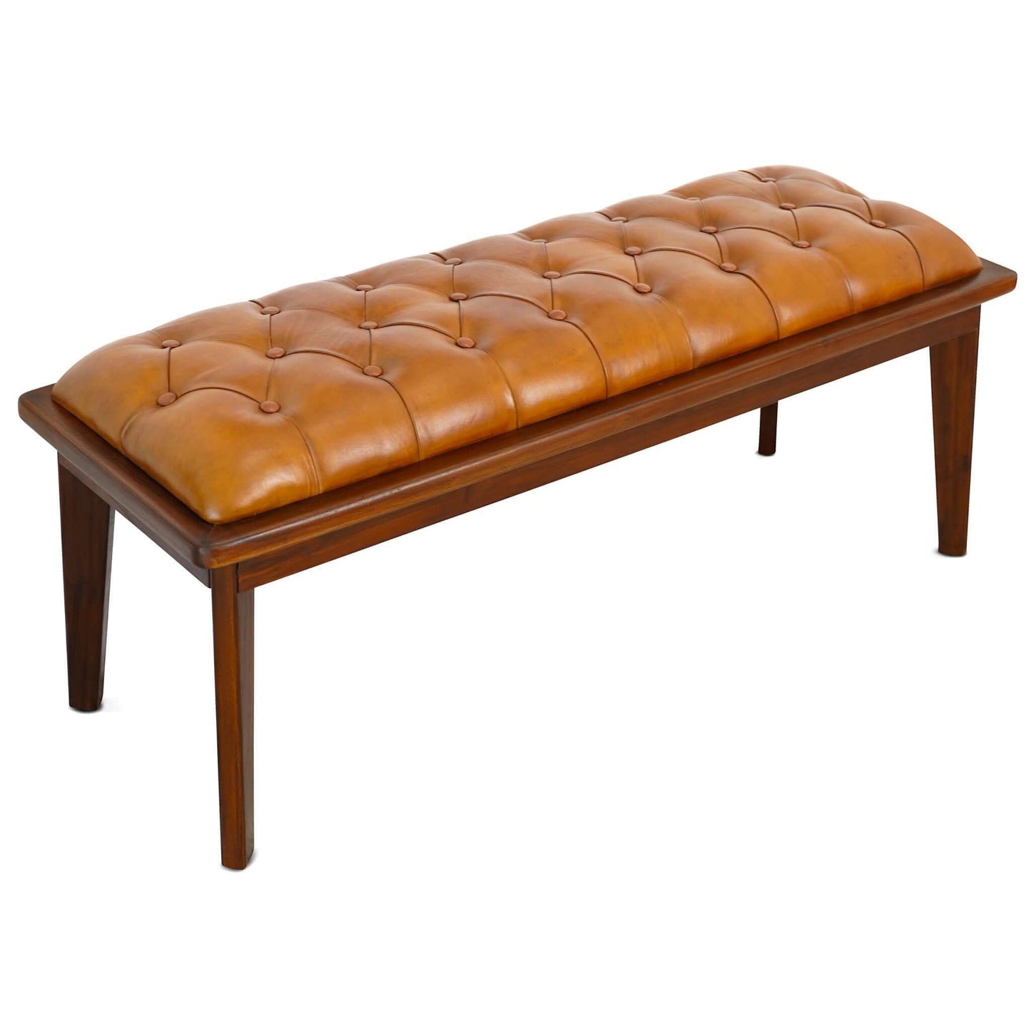 Arden - Bench With Buttons - Brown / Rustic / Tan - The Sleep Loft - Online Mattress Showroom NYC