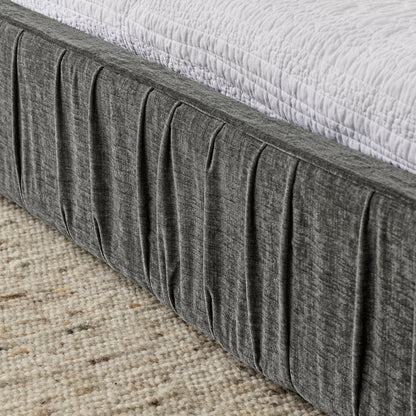Modern Upholstered Platform Bed Frame With Pleated Design - The Sleep Loft - Online Mattress Showroom NYC