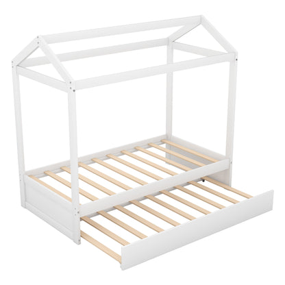 House Bed With Trundle In, Twin Size - White - The Sleep Loft - Online Mattress Showroom NYC
