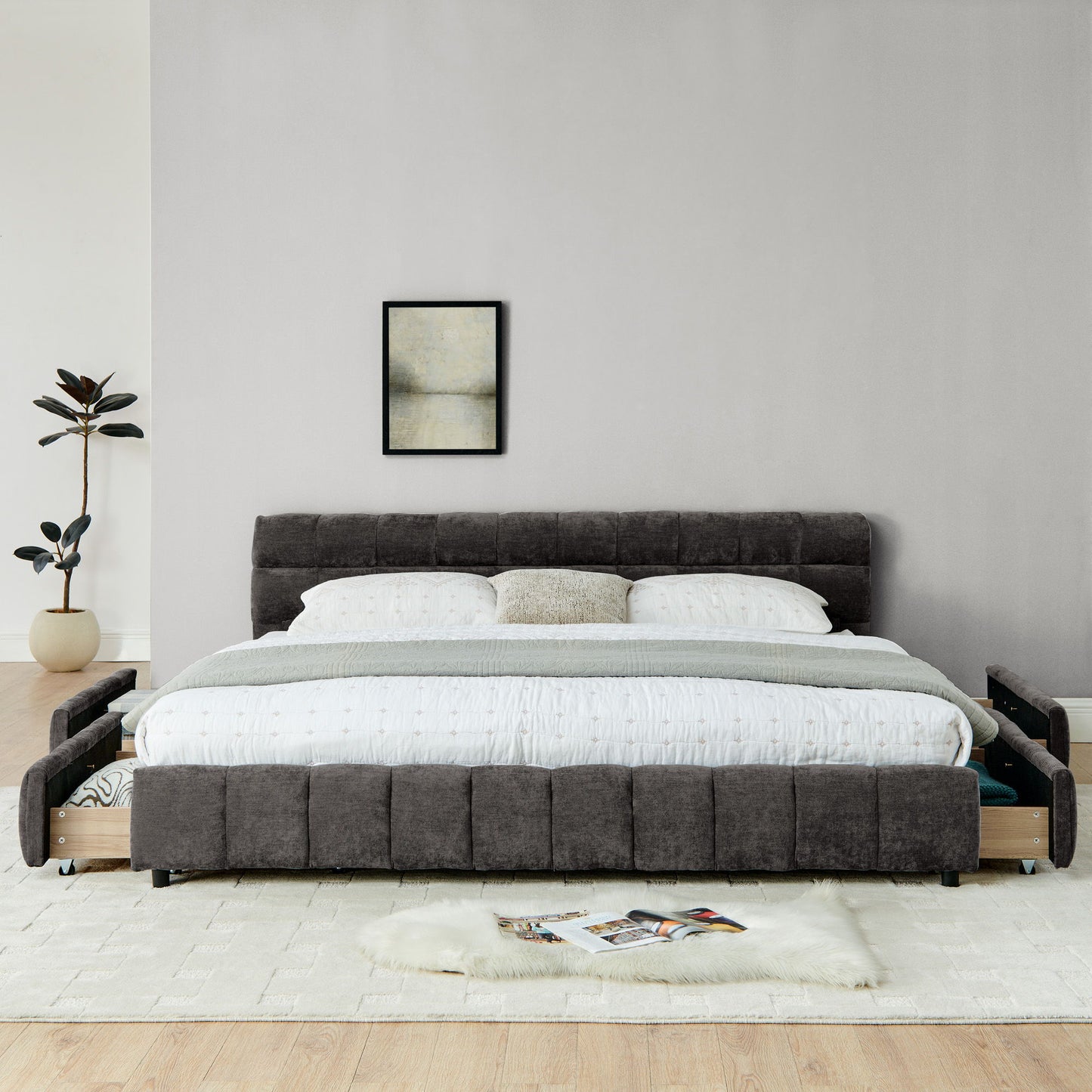 Modern Platform Bed Frame With Thick Fabric - The Sleep Loft - Online Mattress Showroom NYC