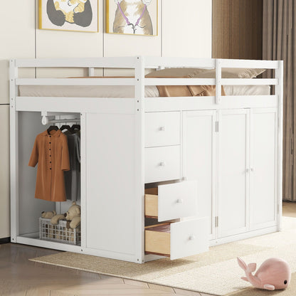 Loft Bed With Built In Wardrobes, Cabinets And Drawers - The Sleep Loft - Online Mattress Showroom NYC