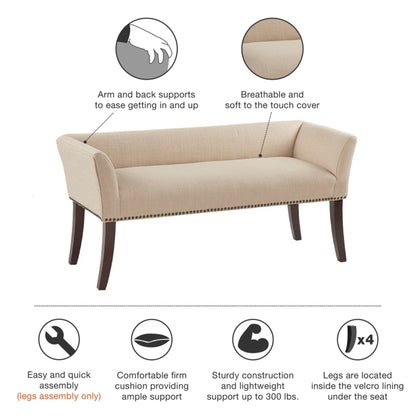 Elegant Design Bench Upholstery, Solid Wood Frame - The Sleep Loft - Online Mattress Showroom NYC