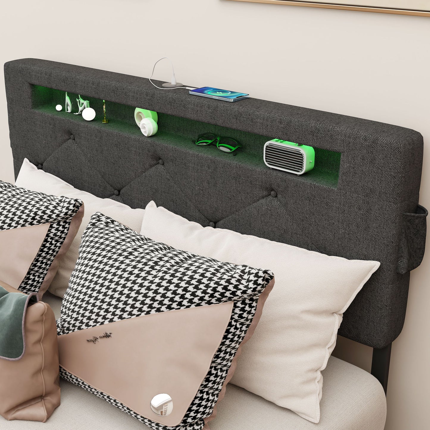 Bed With USB Charging Station, LED Lights, Headboard & Storage Drawers - The Sleep Loft - Online Mattress Showroom NYC