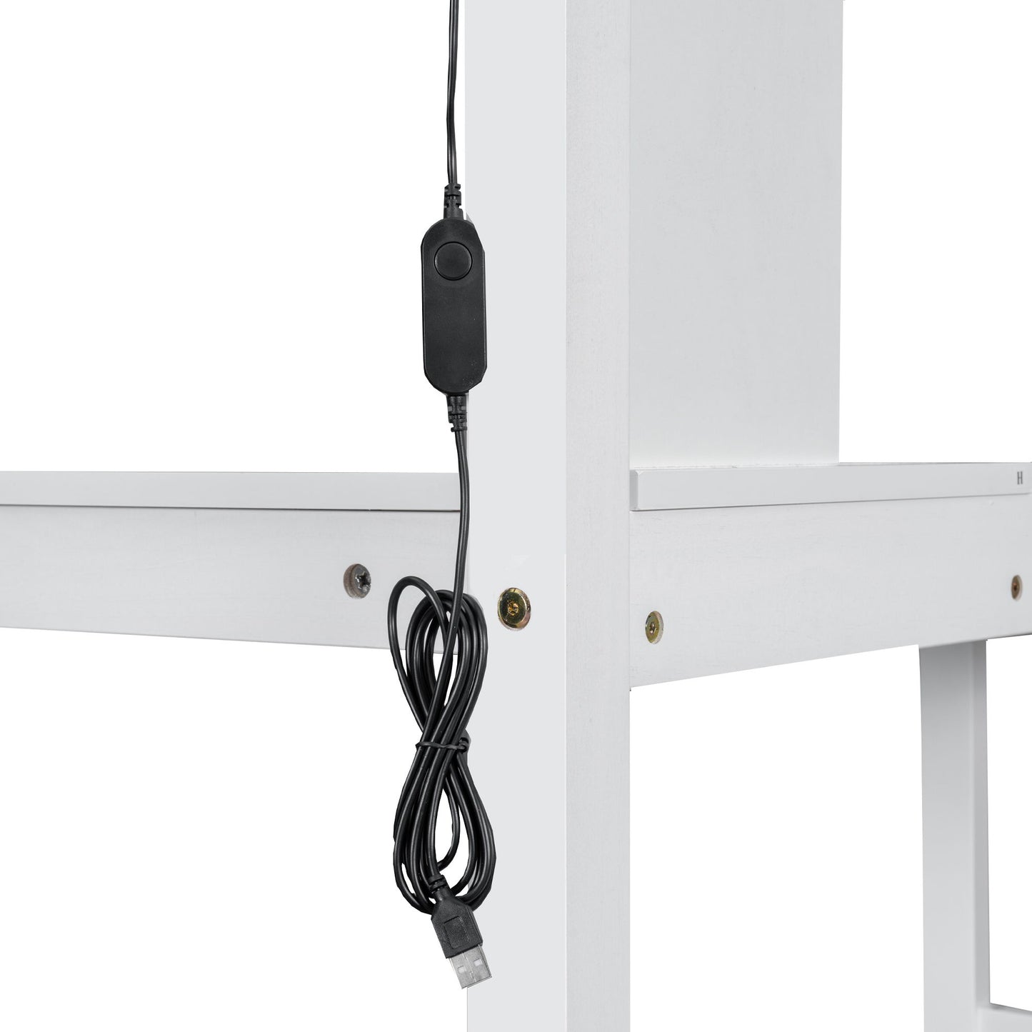 Loft Bed With Built In L Shaped Desk, LED Lights, Storage Shelves, Cabinets, And Staircase - The Sleep Loft - Online Mattress Showroom NYC