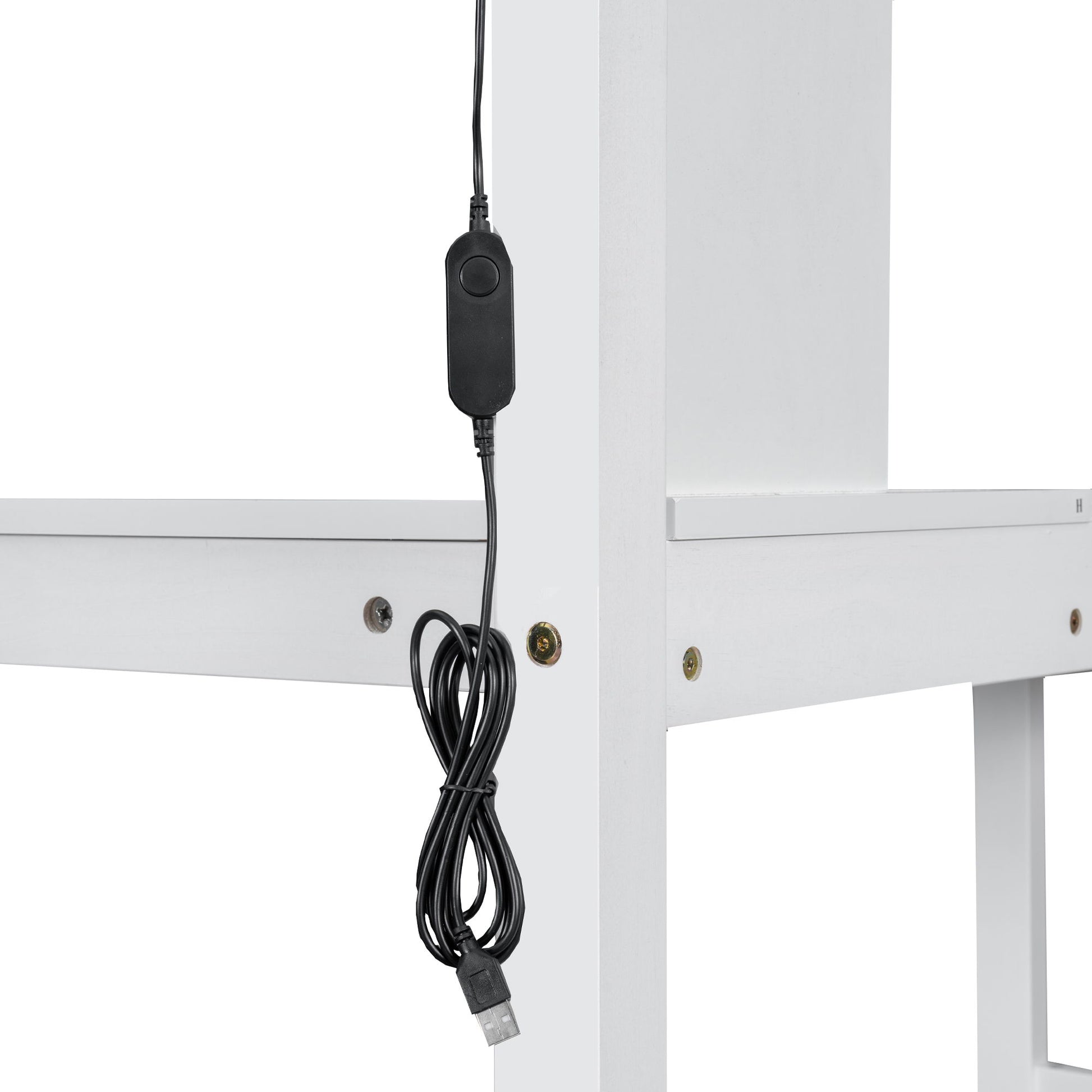 Loft Bed With Built In L Shaped Desk, LED Lights, Storage Shelves, Cabinets, And Staircase - The Sleep Loft - Online Mattress Showroom NYC