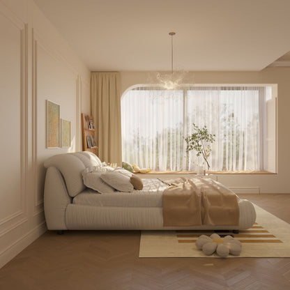 Luxury Upholstered Platform Bed With Oversized Padded Backrest And Solid Wood Frame - The Sleep Loft - Online Mattress Showroom NYC