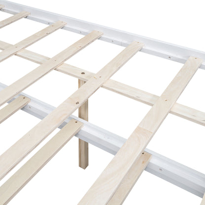 Full Size Platform Bed With Storage LED Headboard, Twin Trundle And 3 Drawers - White - The Sleep Loft - Online Mattress Showroom NYC