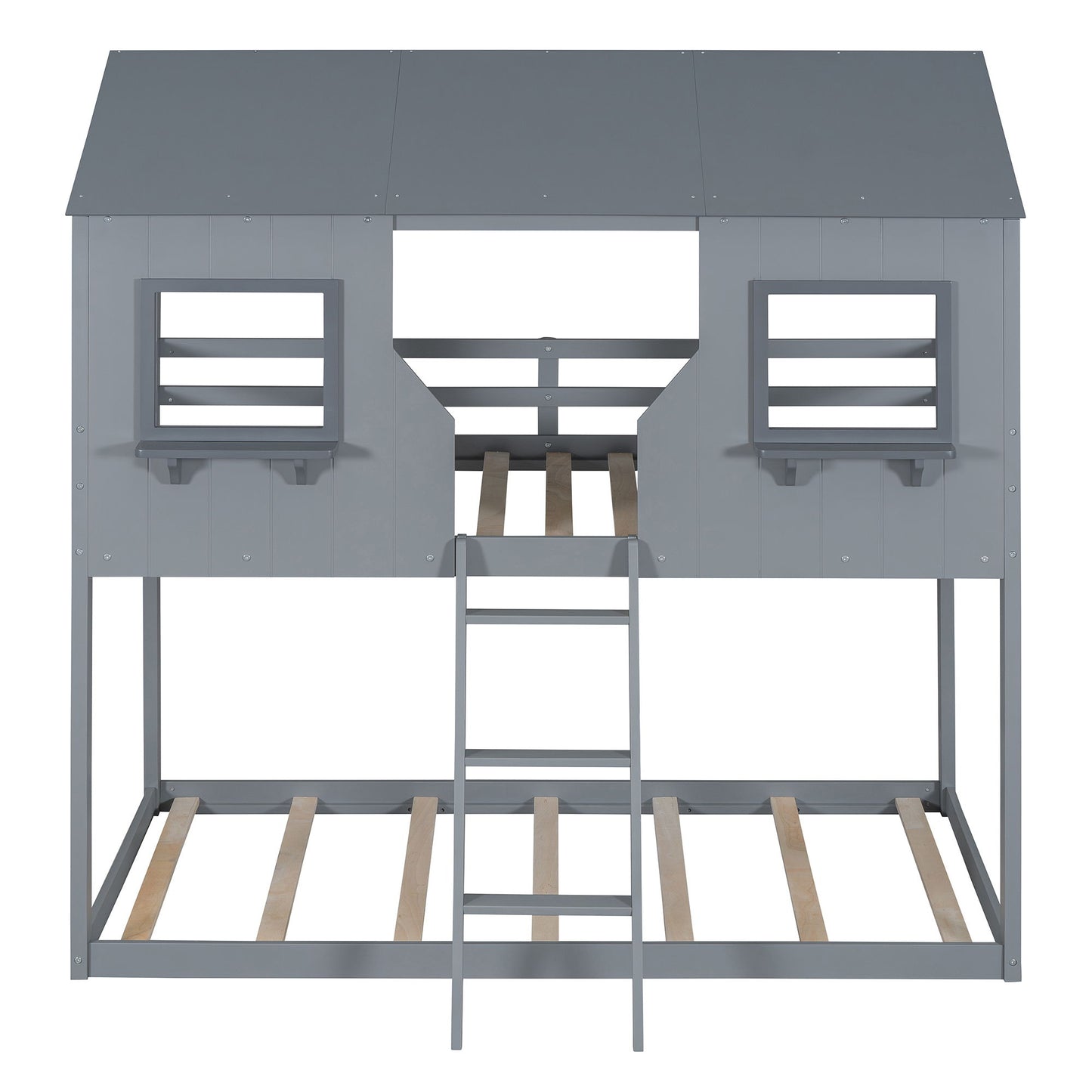 Twin Over Twin Bunk Bed With Roof, Window, Guardrail, Ladder - The Sleep Loft - Online Mattress Showroom NYC