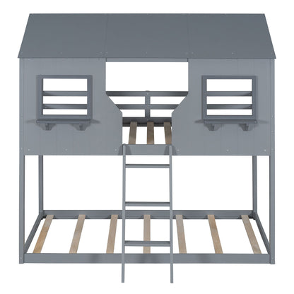 Twin Over Twin Bunk Bed With Roof, Window, Guardrail, Ladder - The Sleep Loft - Online Mattress Showroom NYC