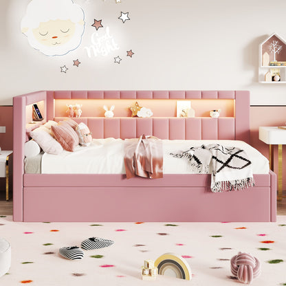 Upholstered Platform Bed With USB Ports And LED Belt - The Sleep Loft - Online Mattress Showroom NYC