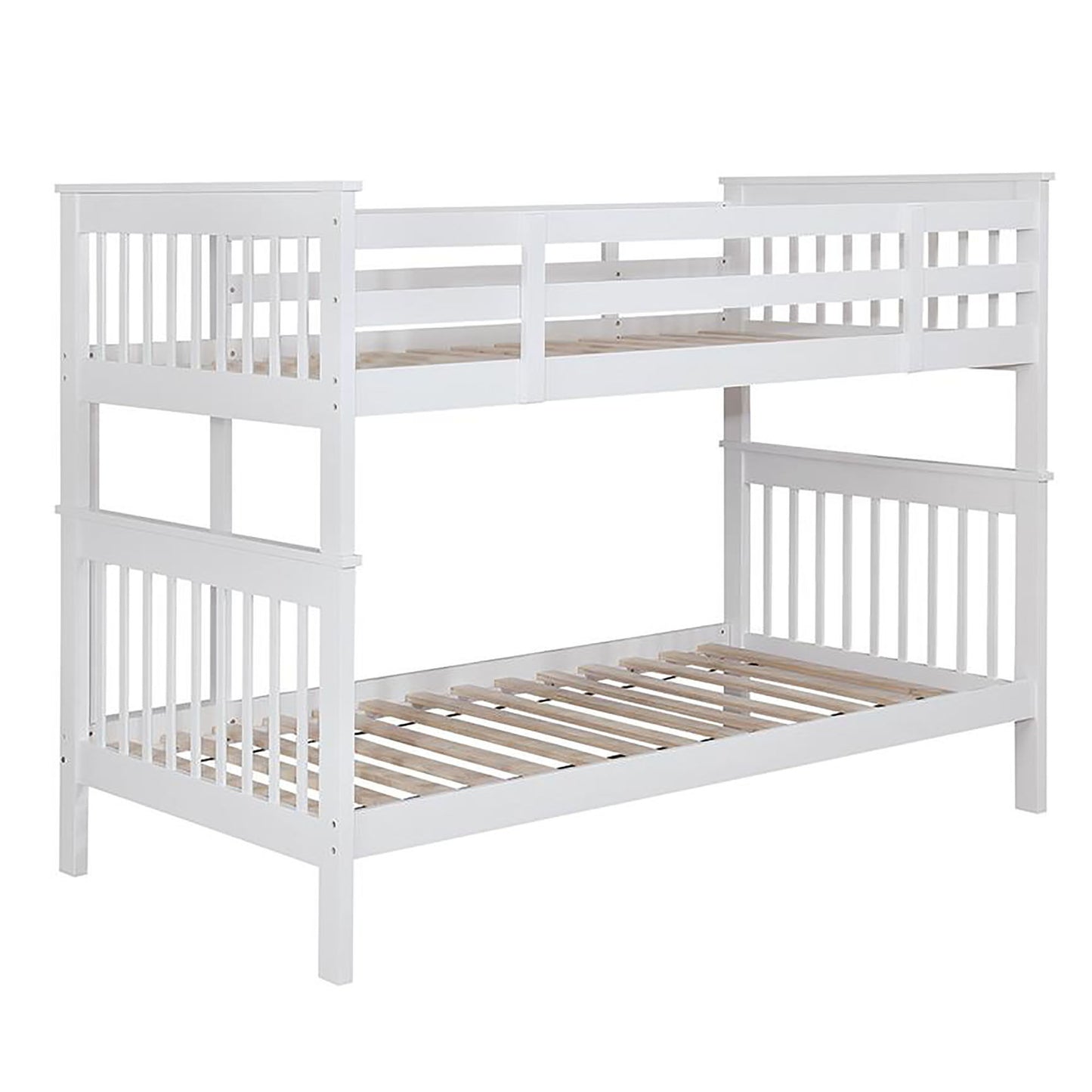 Slatted - Headboard Twin / Twin Bunk Bed With Built In Ladder Design - White - The Sleep Loft - Online Mattress Showroom NYC