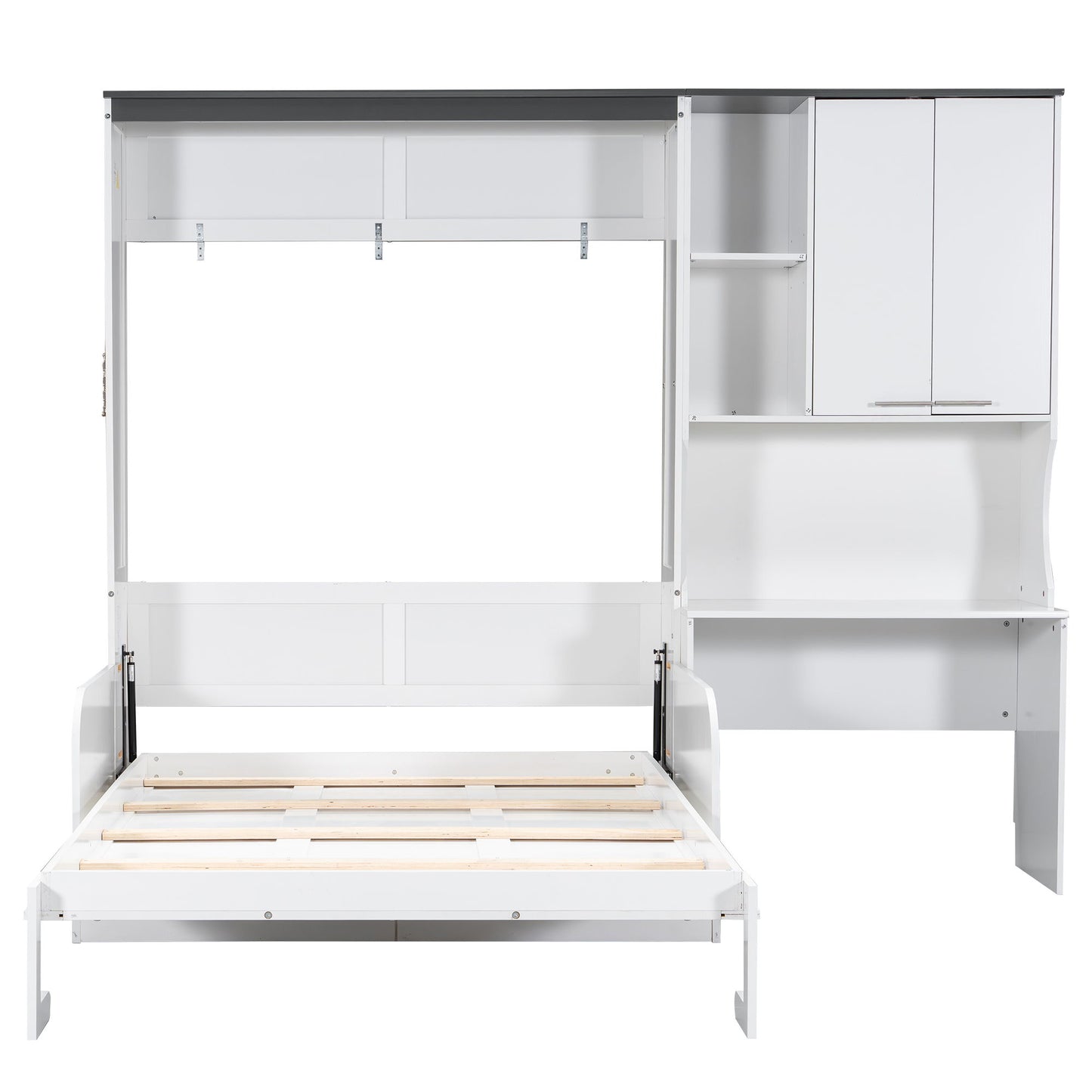 Multi Functional Murphy Bed With Sofa, Desk, And Storage Cabinet In, Full Size - White - The Sleep Loft - Online Mattress Showroom NYC