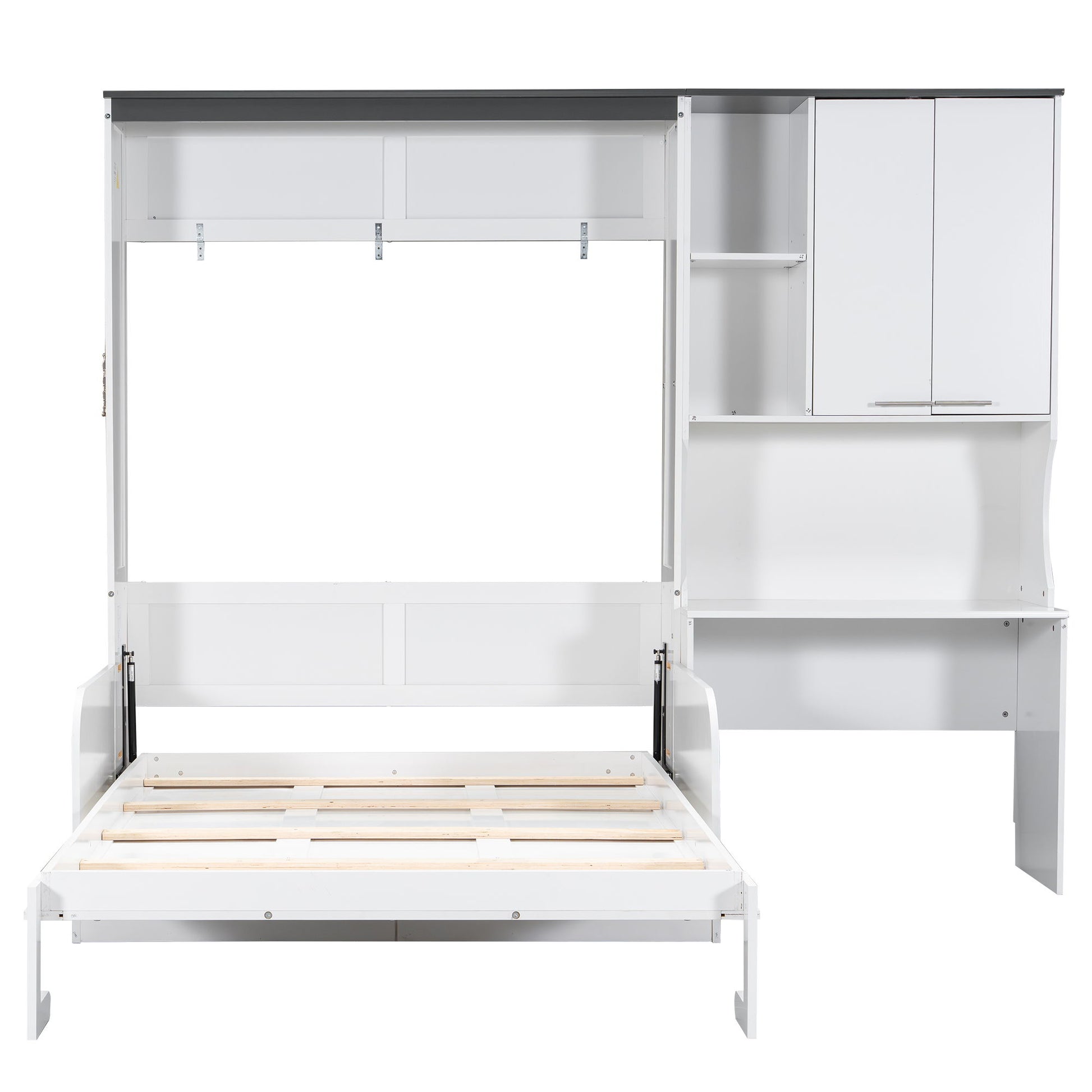 Multi Functional Murphy Bed With Sofa, Desk, And Storage Cabinet In, Full Size - White - The Sleep Loft - Online Mattress Showroom NYC