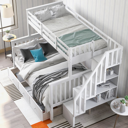 Stairway Bunk Bed With Storage And Guard Rail For Bedroom - The Sleep Loft - Online Mattress Showroom NYC