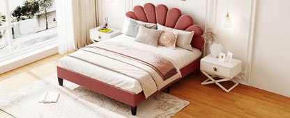 Upholstered Platform Bed With Flower Pattern Velvet Headboard - The Sleep Loft - Online Mattress Showroom NYC