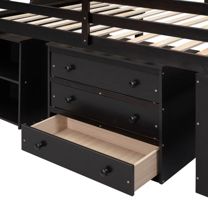 Loft Bed With Retractable Writing Desk And 3 Drawers With Storage Stairs And Shelves - The Sleep Loft - Online Mattress Showroom NYC