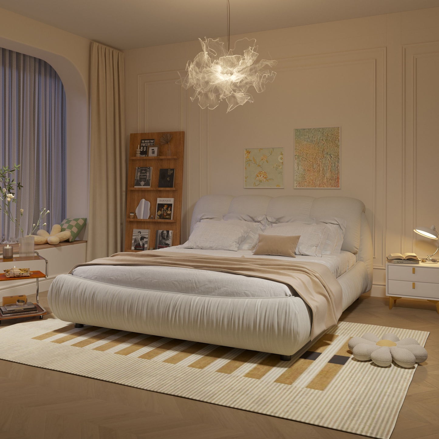 Luxury Upholstered Platform Bed With Oversized Padded Backrest And Solid Wood Frame - The Sleep Loft - Online Mattress Showroom NYC