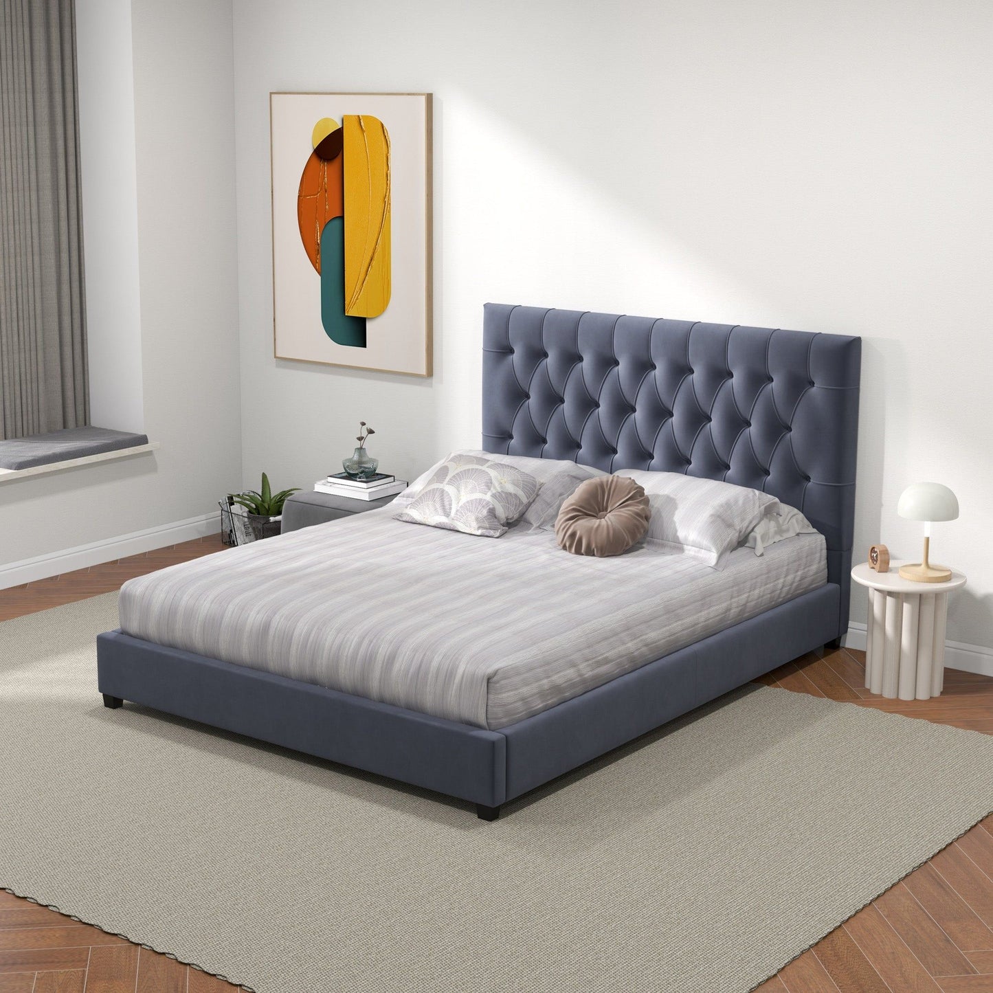 Donald - Mid-Century Modern Upholstered Platform Bed - The Sleep Loft - Online Mattress Showroom NYC