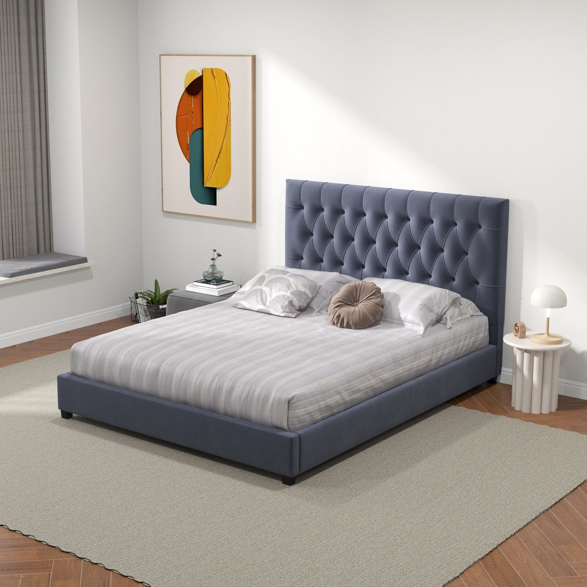 Donald - Mid-Century Modern Upholstered Platform Bed - The Sleep Loft - Online Mattress Showroom NYC