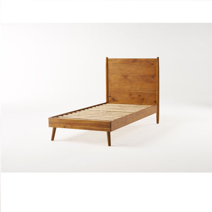 Okioki - Mid-Century Natural Stained Solid Acacia Wood Bed - The Sleep Loft - Online Mattress Showroom NYC