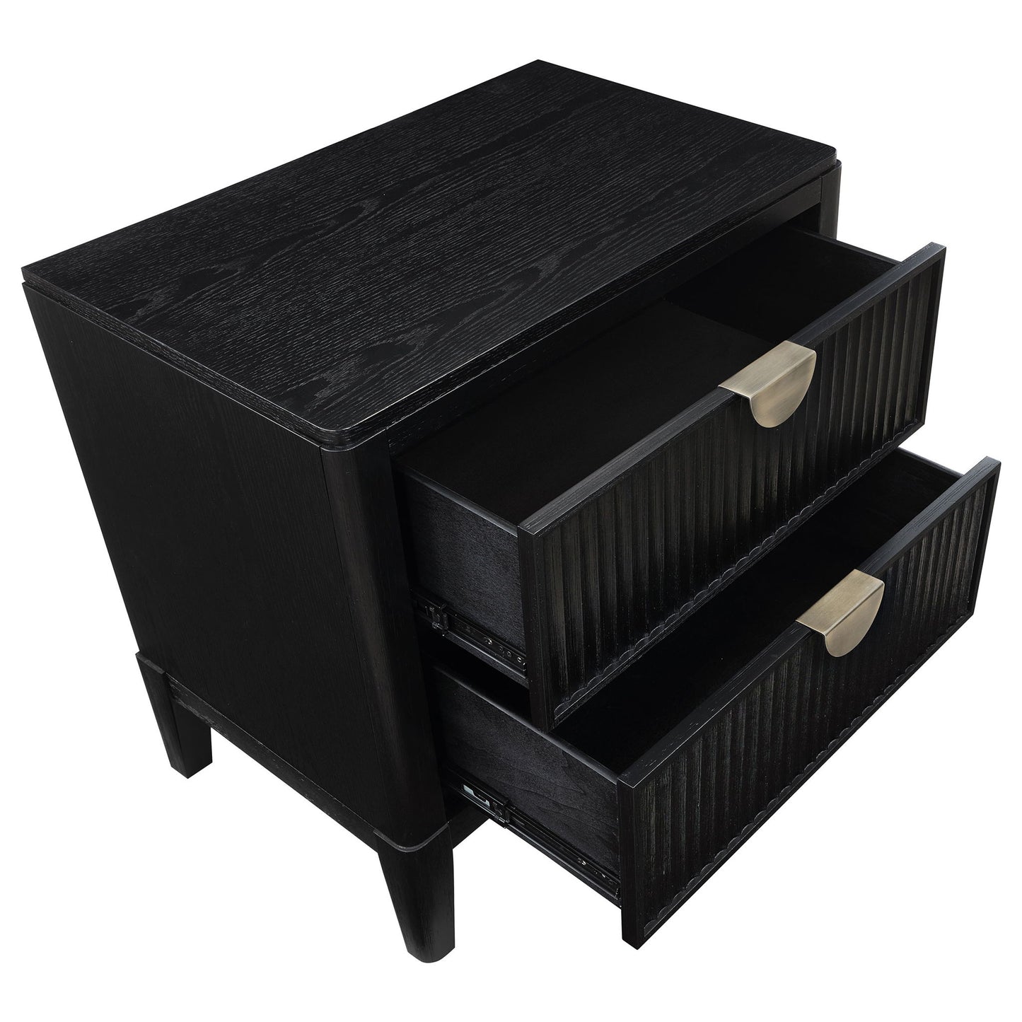 Mason - 2 Drawer Nightstand With Fluted Design - Black - The Sleep Loft - Online Mattress Showroom NYC