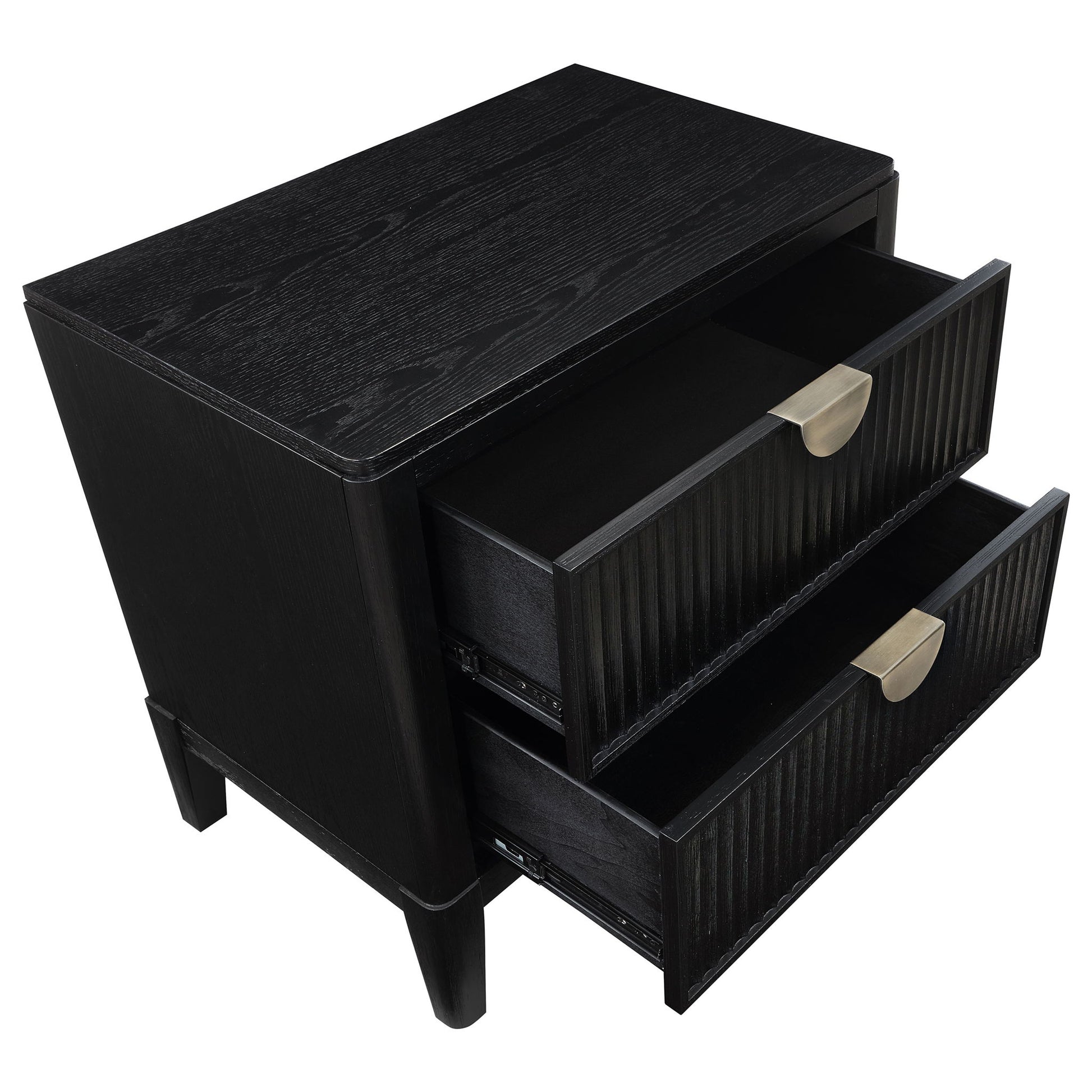 Mason - 2 Drawer Nightstand With Fluted Design - Black - The Sleep Loft - Online Mattress Showroom NYC