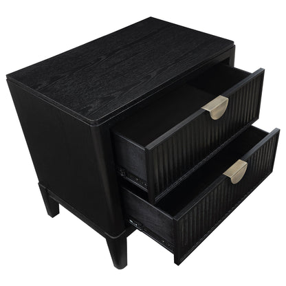 Mason - 2 Drawer Nightstand With Fluted Design - Black - The Sleep Loft - Online Mattress Showroom NYC