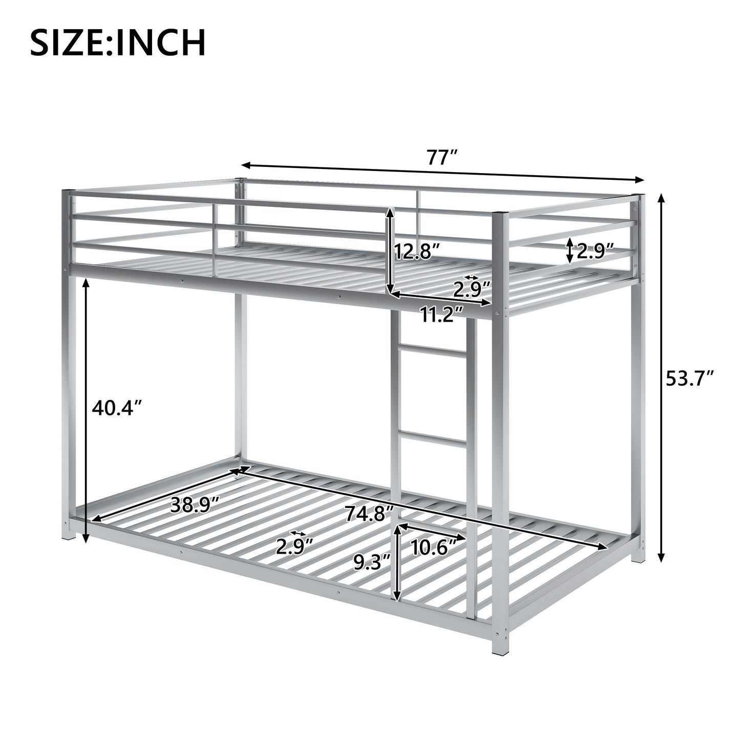 Metal Bunk Bed, Low Bunk Bed With Ladder - The Sleep Loft - Online Mattress Showroom NYC