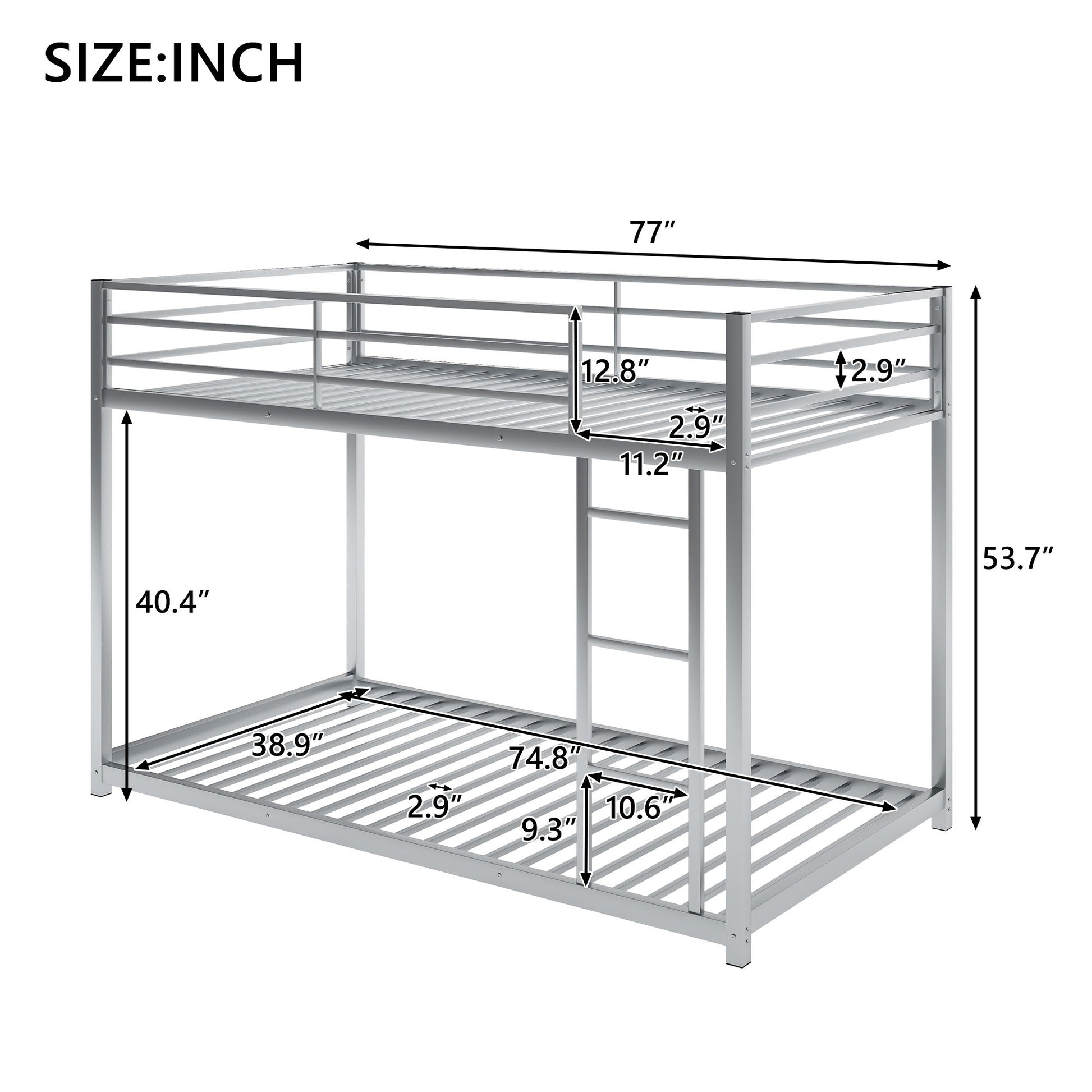 Metal Bunk Bed, Low Bunk Bed With Ladder - The Sleep Loft - Online Mattress Showroom NYC