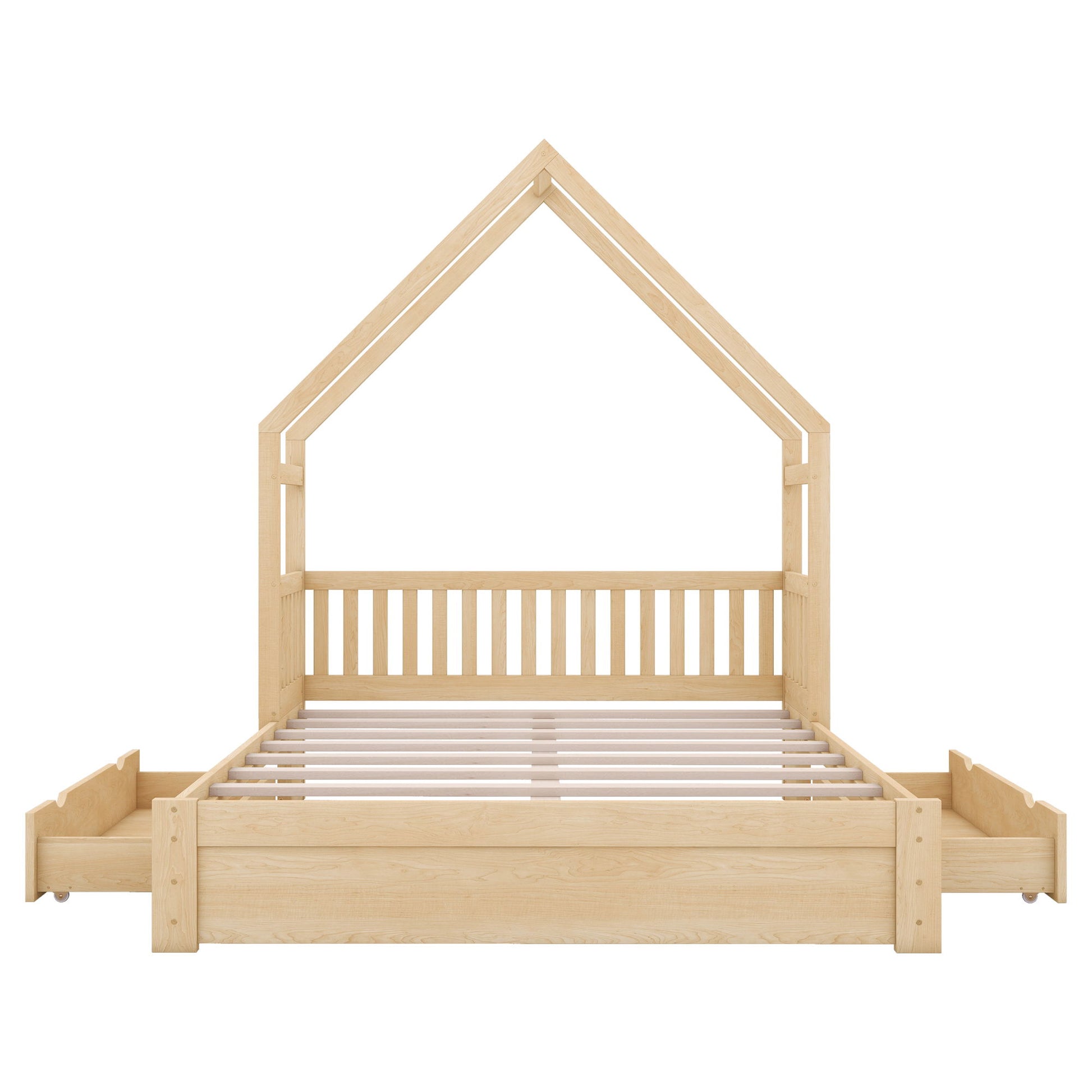 House Style Platform Bed With Guardrail And 2 Drawers - The Sleep Loft - Online Mattress Showroom NYC