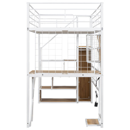 Loft Bed With Built In Work Station, Wardrobe, Storage Staircase And LED - The Sleep Loft - Online Mattress Showroom NYC