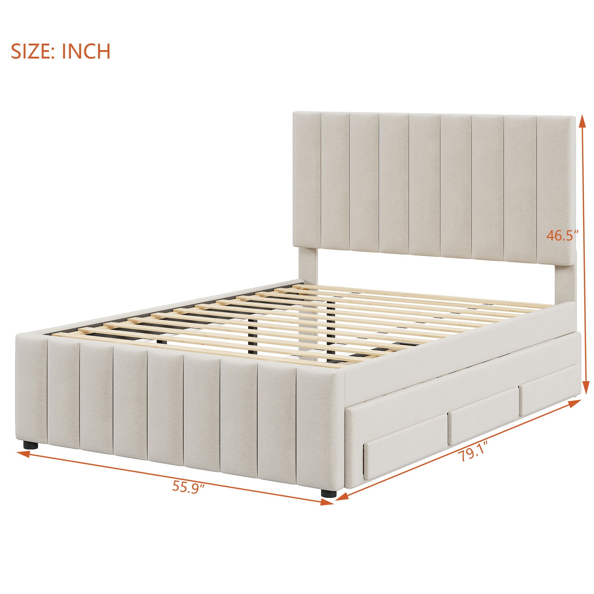 Upholstered Platform Bed With Twin Size Trundle And 3 Drawers - The Sleep Loft - Online Mattress Showroom NYC