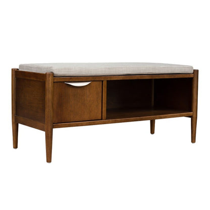 Accent Bench With Storage, Upholstered Cushion - Walnut Brown - The Sleep Loft - Online Mattress Showroom NYC