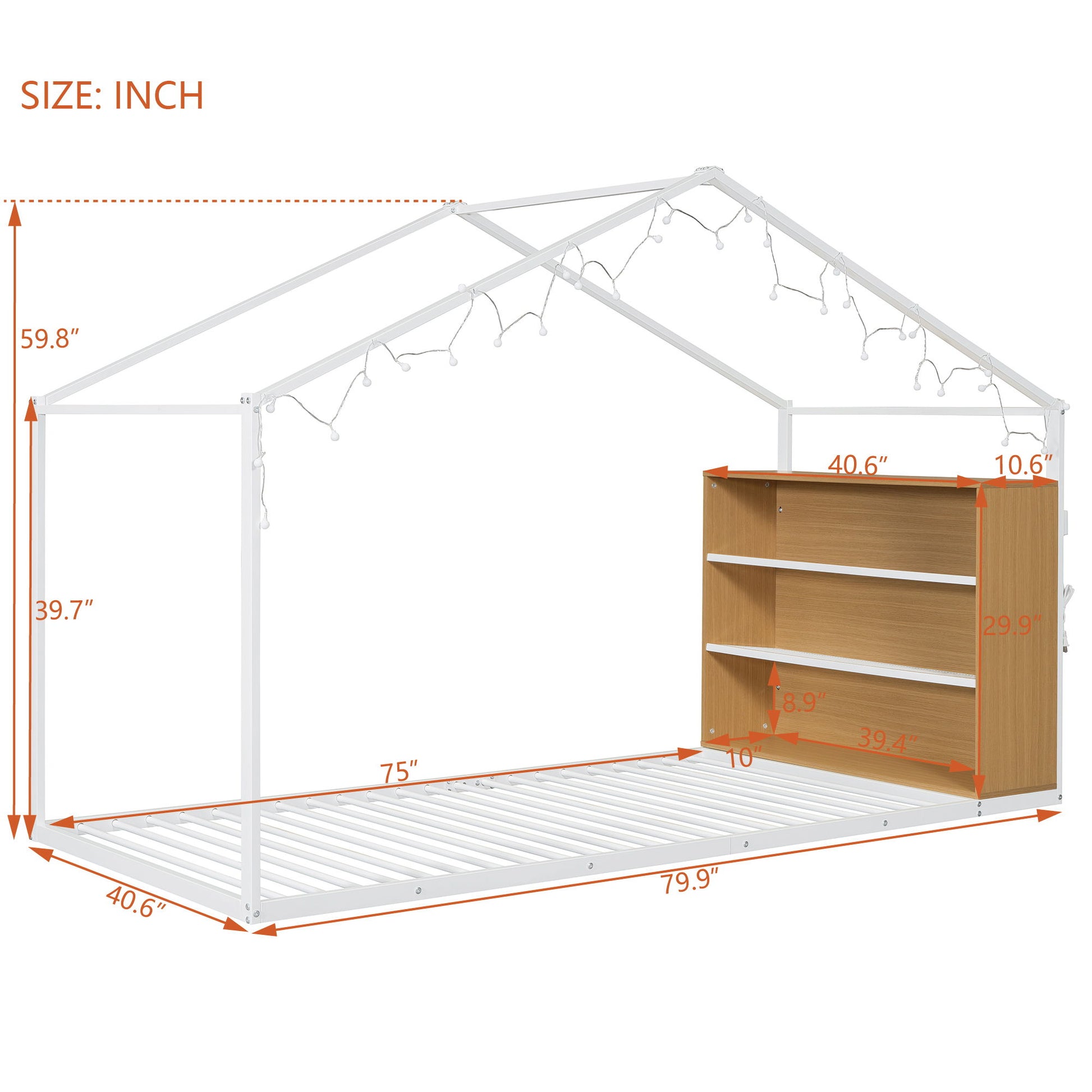 Bed House Frame With Shelves And Lights - The Sleep Loft - Online Mattress Showroom NYC