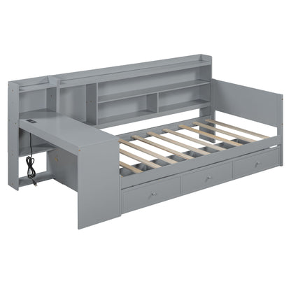 Daybed With 3 Drawers USB Ports And Desk - The Sleep Loft - Online Mattress Showroom NYC