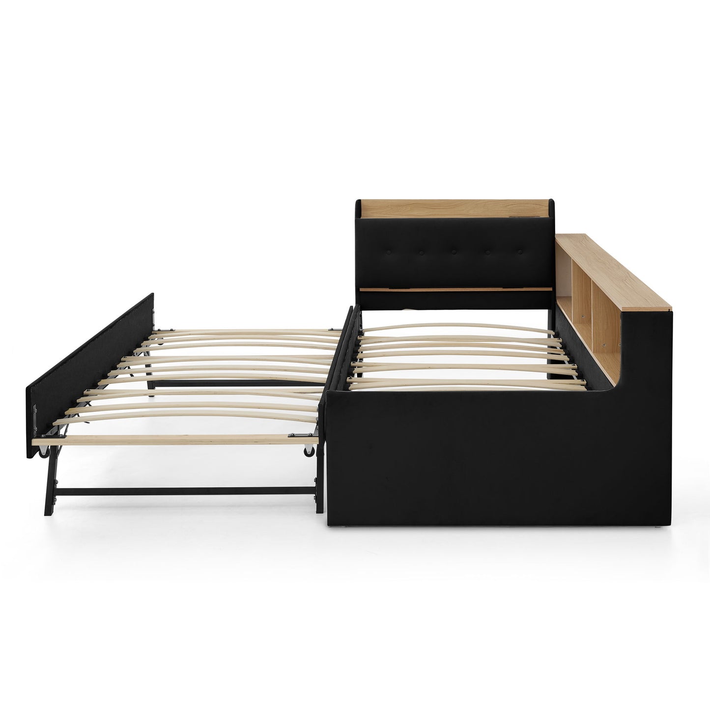Upholstered Daybed With Storage Headboard, Wireless Charging, LED Lights - The Sleep Loft - Online Mattress Showroom NYC