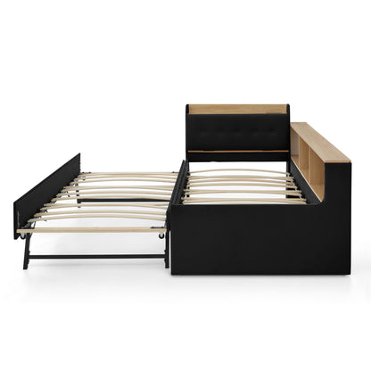 Upholstered Daybed With Storage Headboard, Wireless Charging, LED Lights - The Sleep Loft - Online Mattress Showroom NYC