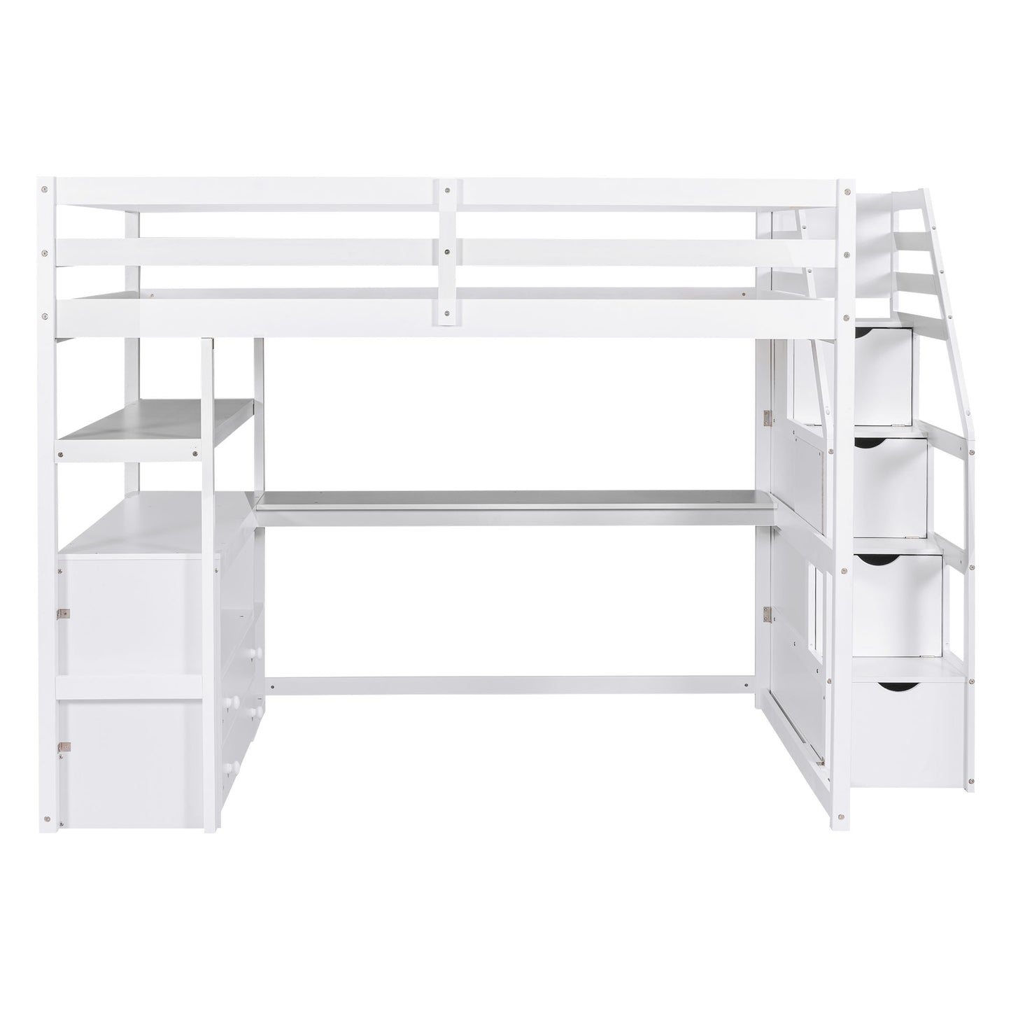 Loft Bed With Desk, Shelves, 2 Drawers, Storage Staircase - The Sleep Loft - Online Mattress Showroom NYC