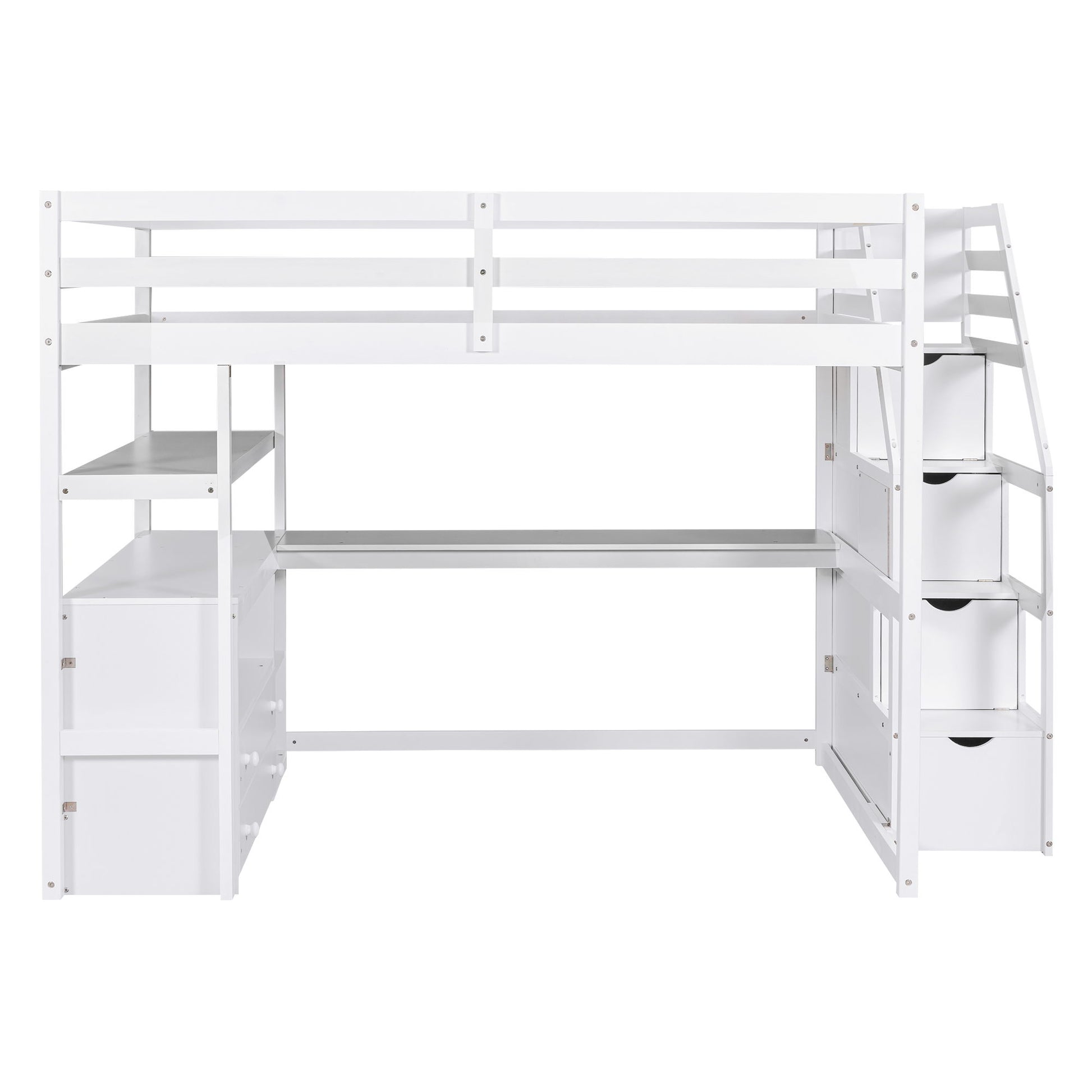 Loft Bed With Desk, Shelves, 2 Drawers, Storage Staircase - The Sleep Loft - Online Mattress Showroom NYC