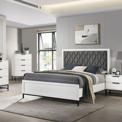 Taraval - Queen Upholstered Panel Bed - White - The Sleep Loft - Online Mattress Showroom NYC