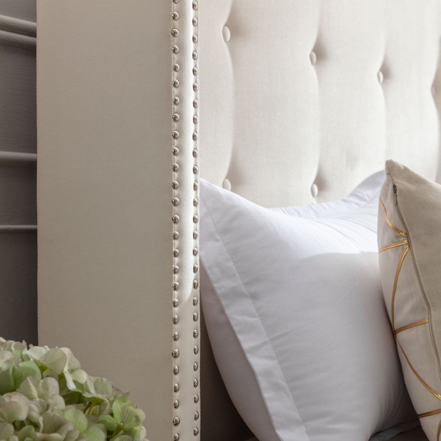 Peyton - Upholstered Bed With 54" High Headboard, Traditional Hand Buttoned Tufting - The Sleep Loft - Online Mattress Showroom NYC