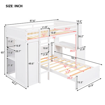 Loft Bed With A Stand Alone Bed, Shelves, Desk, And Wardrobe - The Sleep Loft - Online Mattress Showroom NYC