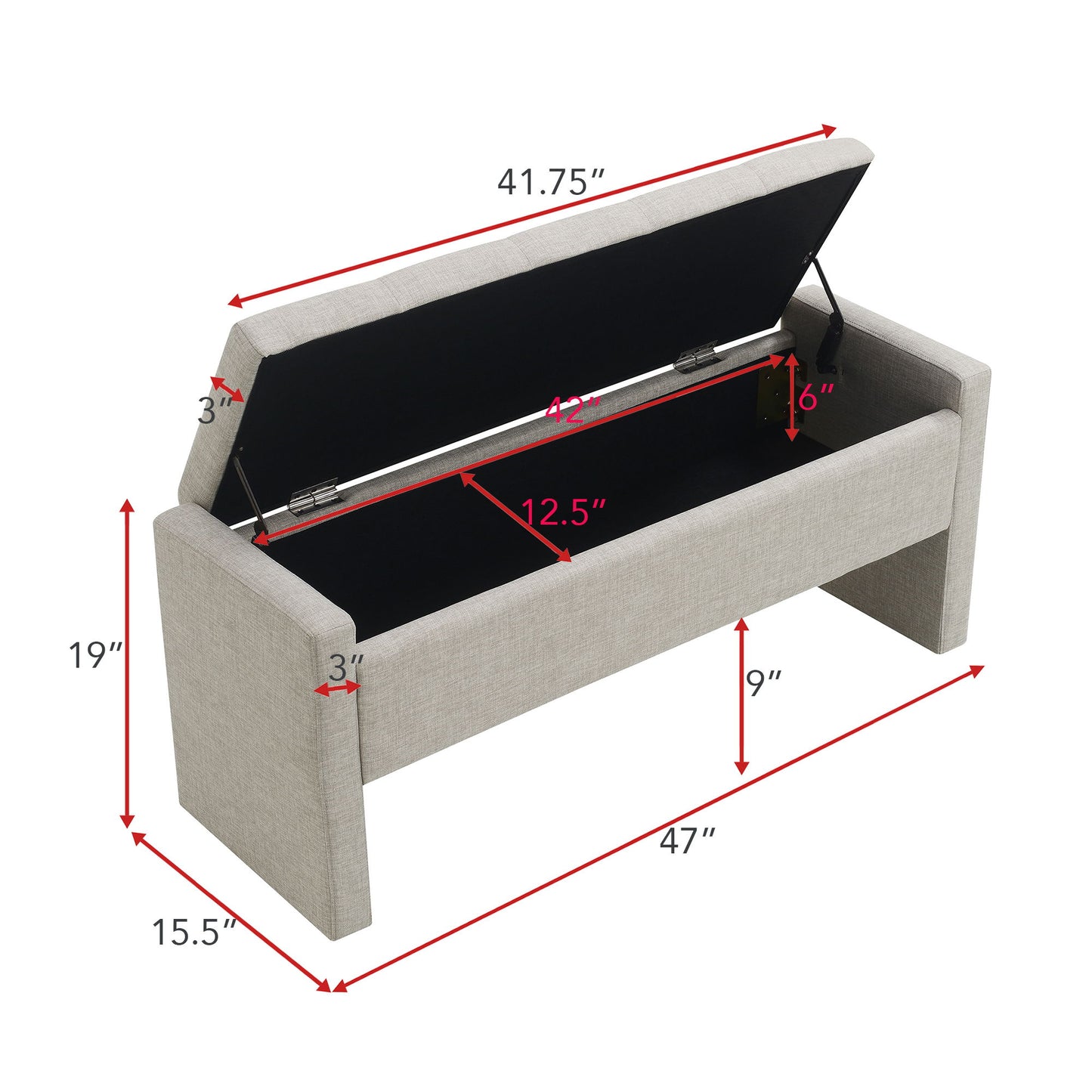 Modern Upholstered Large Bed End Bench With Storage - The Sleep Loft - Online Mattress Showroom NYC