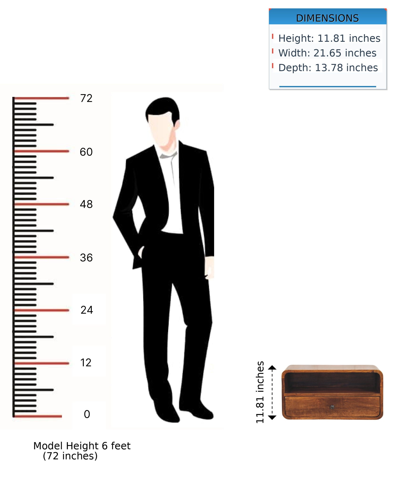 Curved Upper Slot Floating Nightstand - The Sleep Loft - Online Mattress Showroom NYC