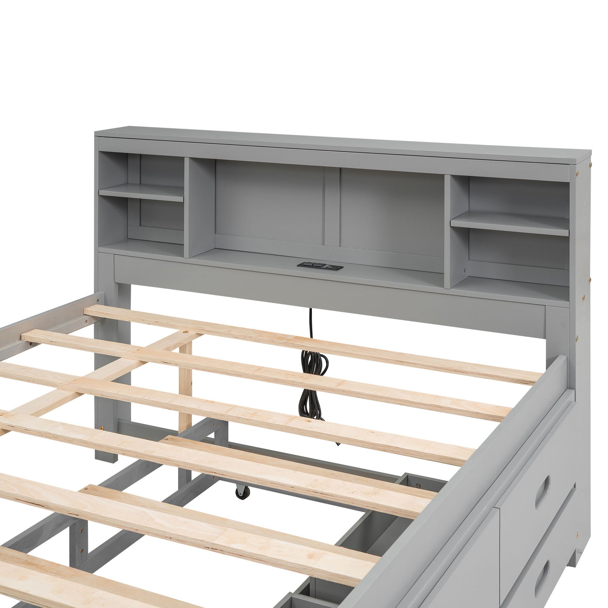 Platform Bed With Storage Headboard, USB, Trundle And 3 Drawers - The Sleep Loft - Online Mattress Showroom NYC