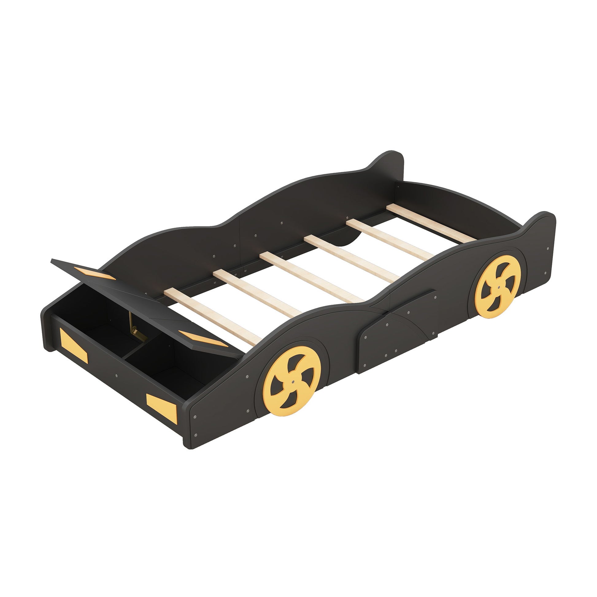 Race Car Shaped Platform Bed With Wheels And Storage - The Sleep Loft - Online Mattress Showroom NYC