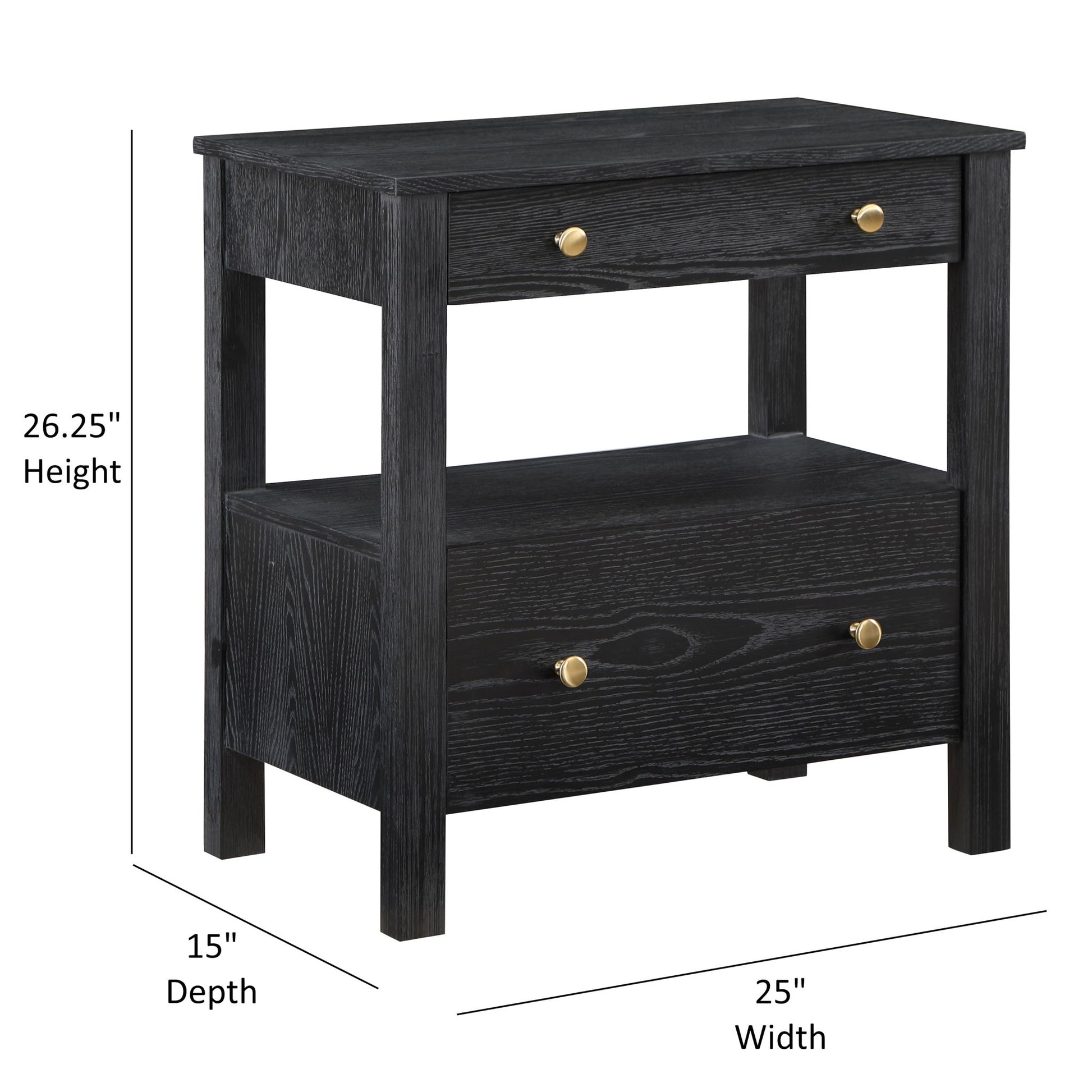 Danielle - 2 Drawer Nightstand With Knobs - Black - The Sleep Loft - Online Mattress Showroom NYC