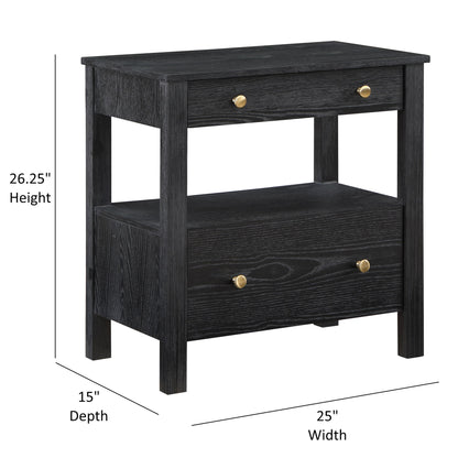 Danielle - 2 Drawer Nightstand With Knobs - Black - The Sleep Loft - Online Mattress Showroom NYC