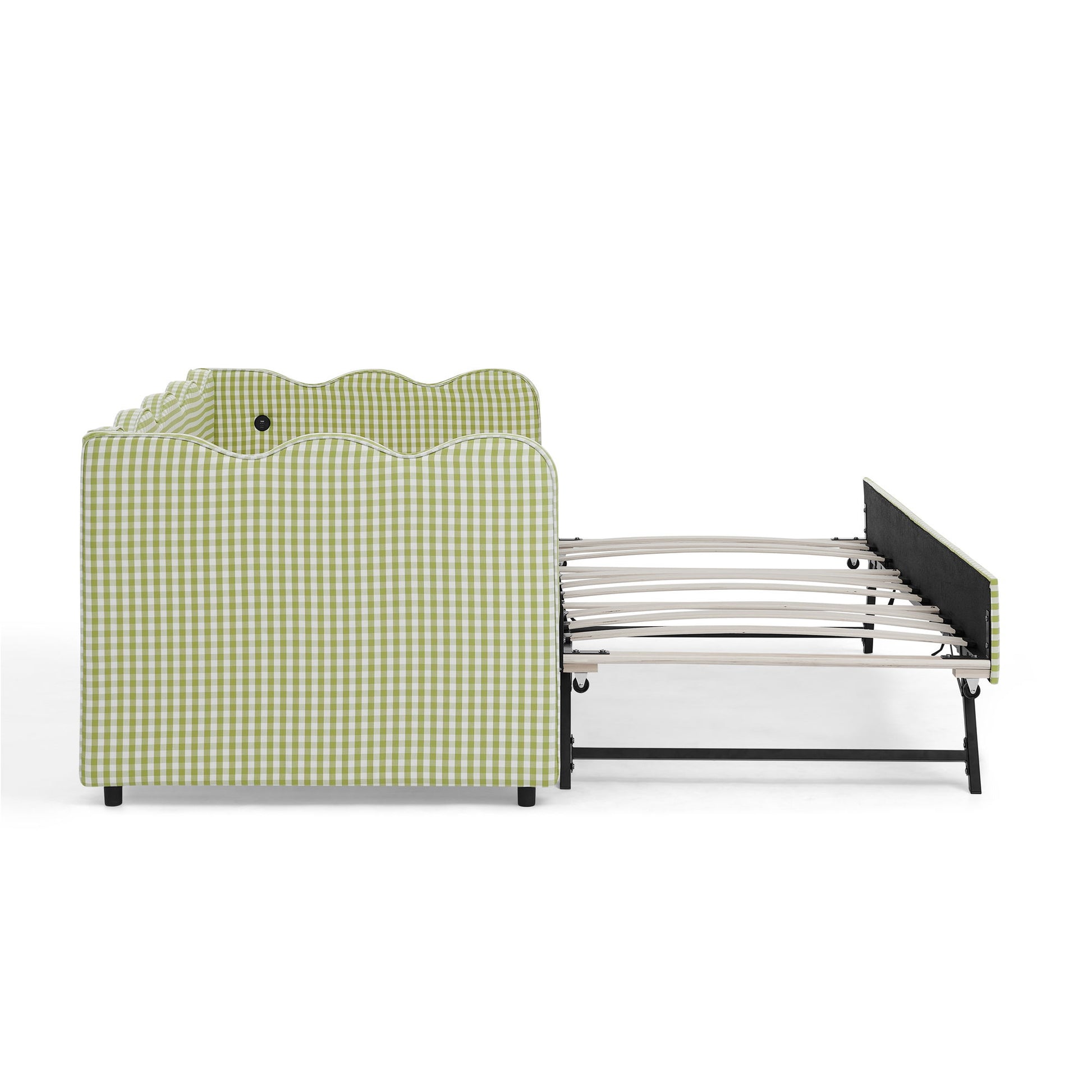Gingham Daybed With USB Charging Port, Wave-Shaped Design - The Sleep Loft - Online Mattress Showroom NYC